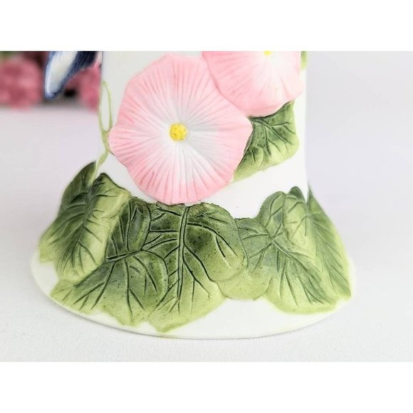 2001 Avon Collectible Bisque Porcelain Blue Jay on Flower Bell Figurine Vintage - Picture 5 of 8